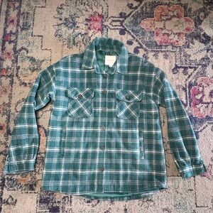 Thread & Supply Womens Jacket Small Green Long Sleeve Plaid Flannel Shaket